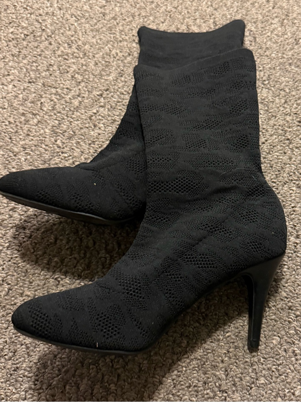 Impo Black Knit Sock Stiletto Heels